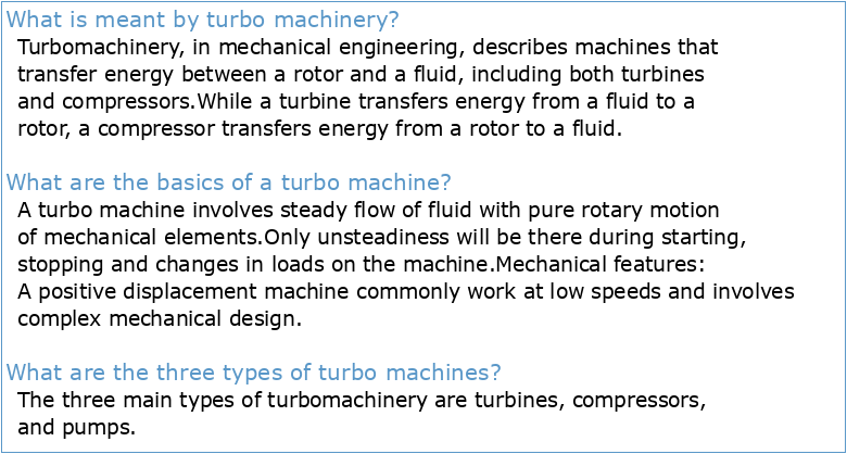 Introduction to Turbo Machinery