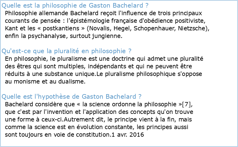 Le pluralisme cohérent de la philosophie de Gaston Bachelard  HAL