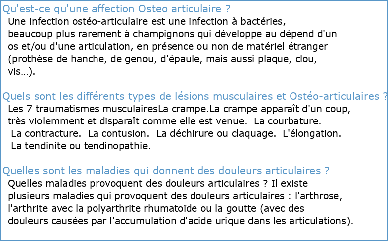CLASSIFICATION ET DIAGNOSTIC DES AFFECTIONS OSTEO