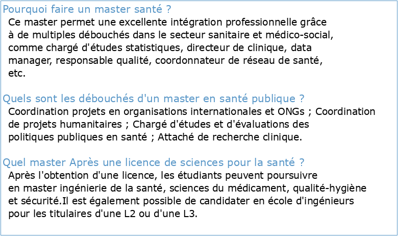 Evaluation du master Sciences et santé de l'Université Paris 13