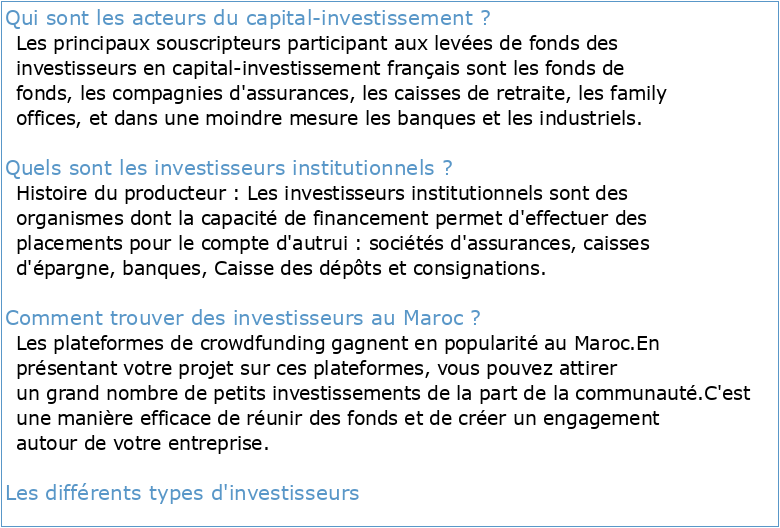 Capital Investissement au Maroc Guide Investisseurs Institutionnels