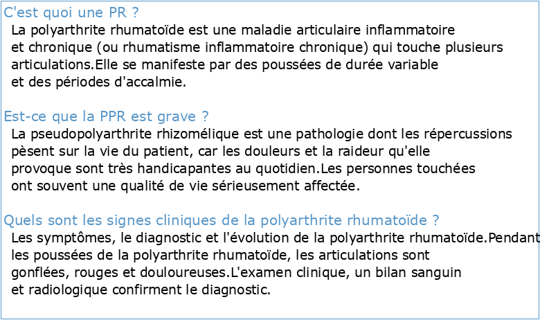 Polyarthrite rhumatoïde (PR)
