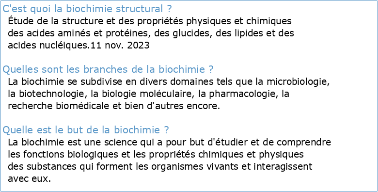 Biochimie Structurale