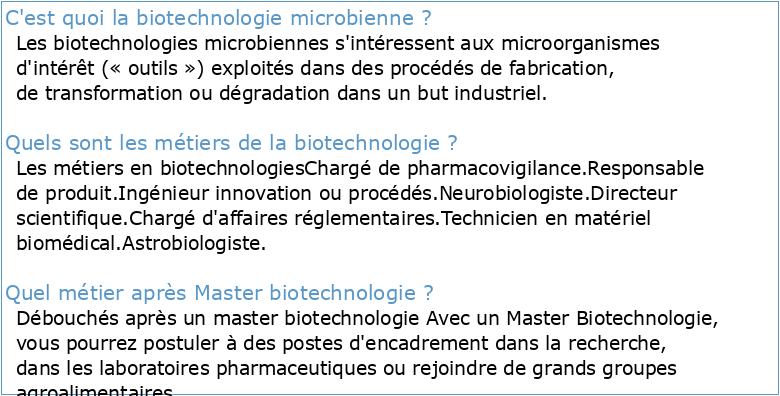 Licence – Biotechnologie Microbienne