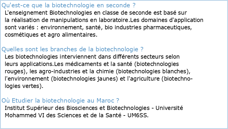 2eme Année Biotechnologie / Module