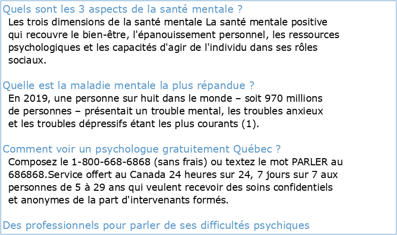 Santé mentale au Québec