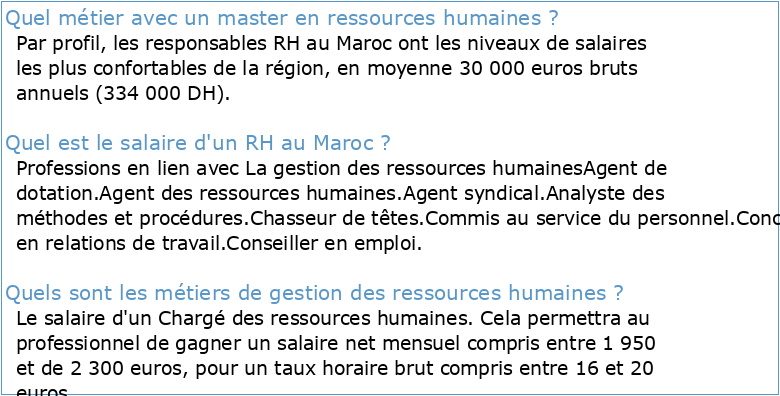 Master Gestion des ressources humaines