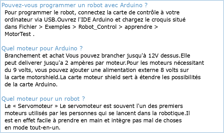 Eléments de robotique avec Arduino : Les Moteurs (V12)