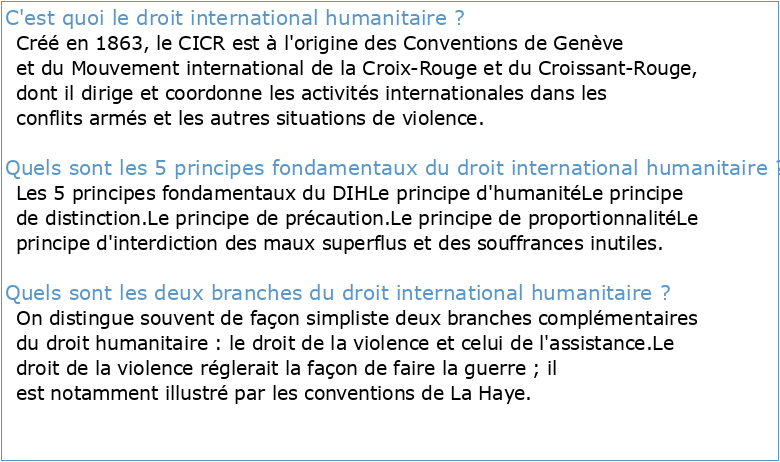 Qu'est-ce que le droit international humanitaire ?