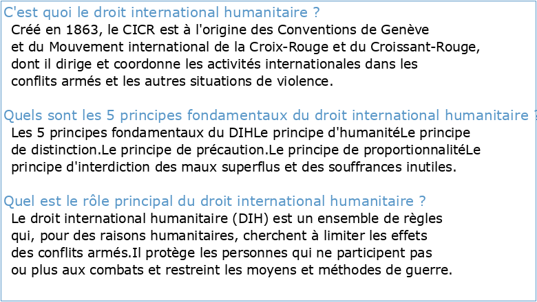 Le Droit International Humanitaire (2022)