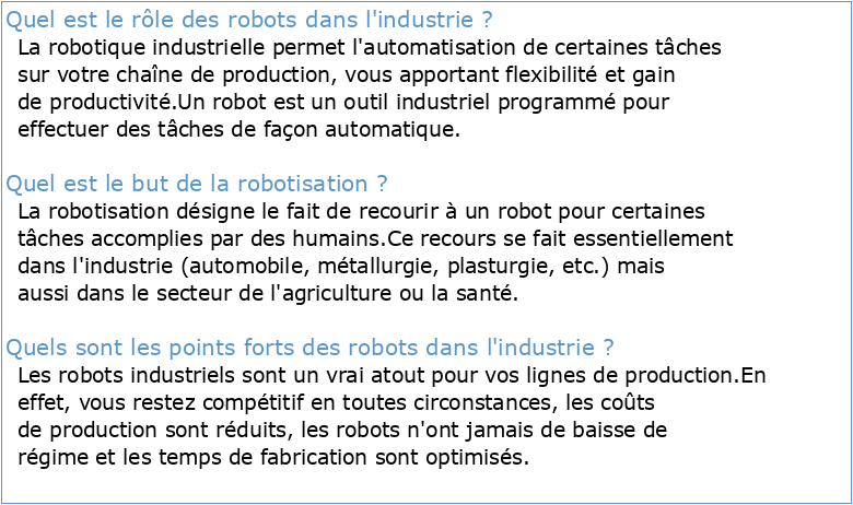 La robotisation de l'industrie
