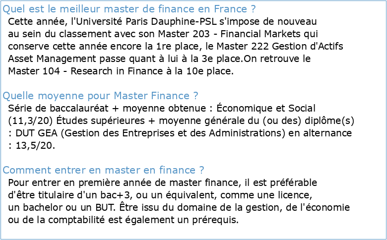 Evaluation du master Finance risques contrôle de l'Université Paris 1