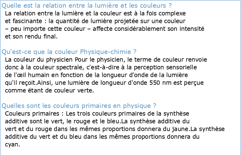 LC 01 : CHIMIE ET COULEUR (Lycée) Introduction