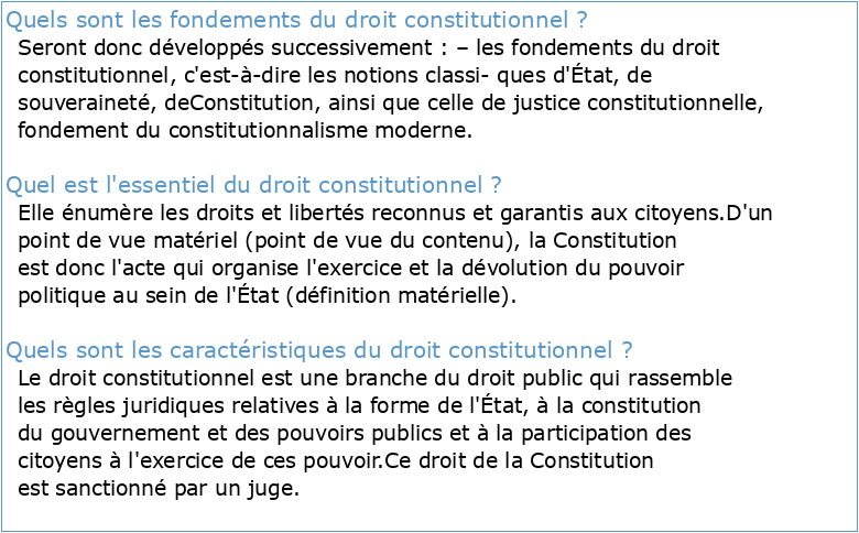 L'essentiel des principes fondamentaux de droit constitutionnel