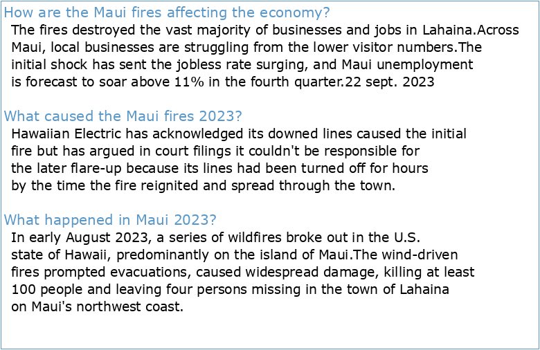 Maui Wildfires Economic Update