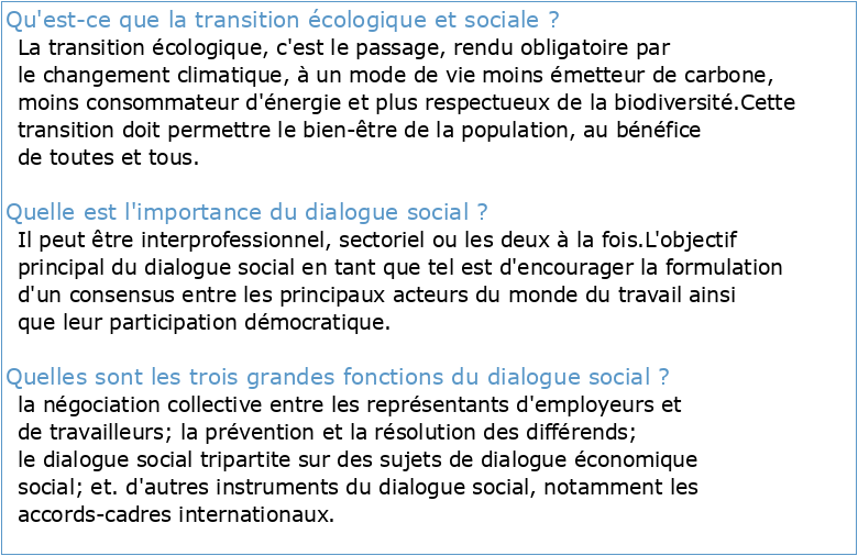 Rapport Dialogue social et transition écologique