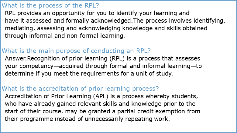 RPL for accreditation in higher education: as a process of mutual