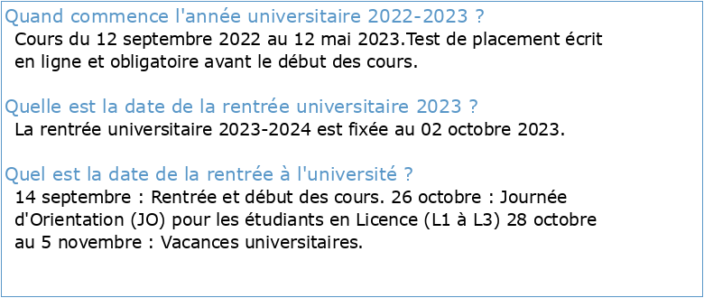 POUR L'ANNEE UNIVERSITAIRE 2022/2023