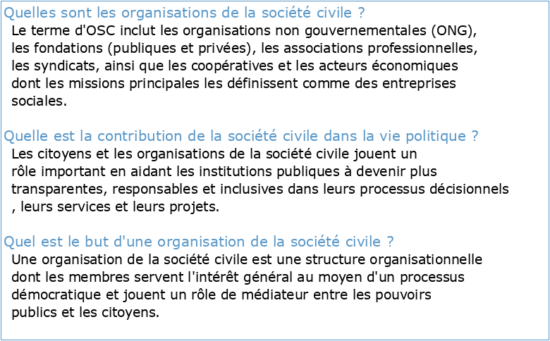 participation des organisations de la société civile