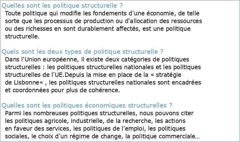 Les politiques structurelles