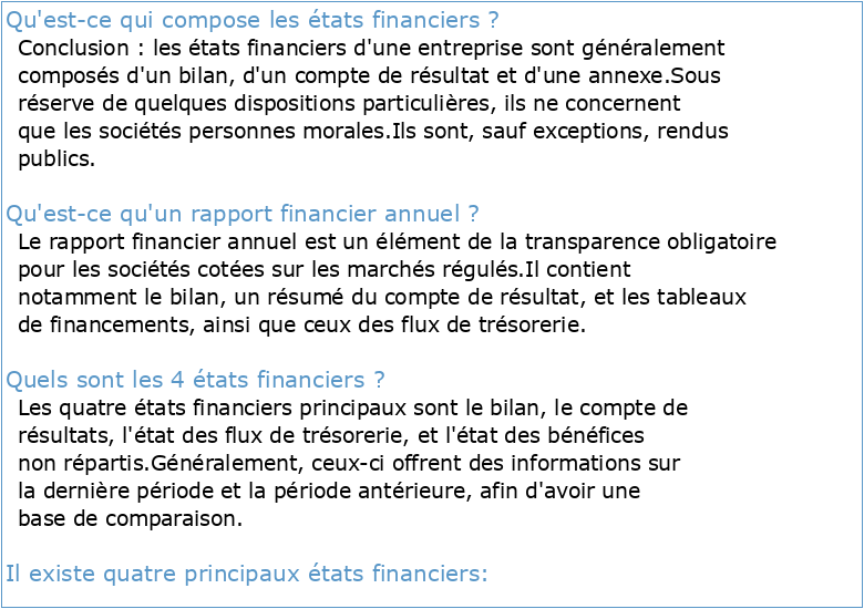 Rapport financier annuel et états financiers