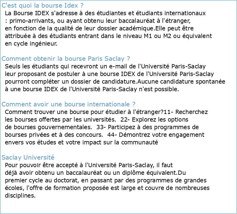 Bourses internationales de master IDEX  Université Paris-Saclay