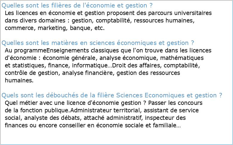 Filière : Sciences économiques et gestion Semestre 3