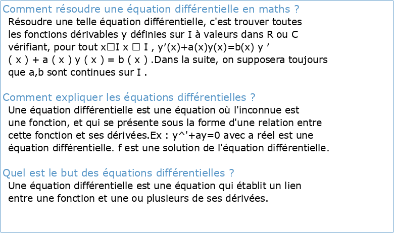 Equations différentielles L3 de Mathématiques
