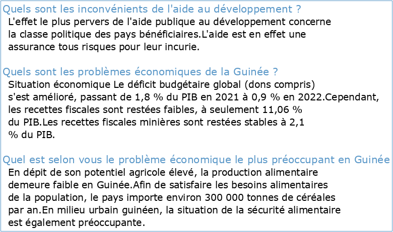 Les problèmes liés à l'aide publique au développement en Guinée