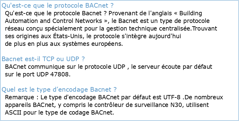 BACnet service guide