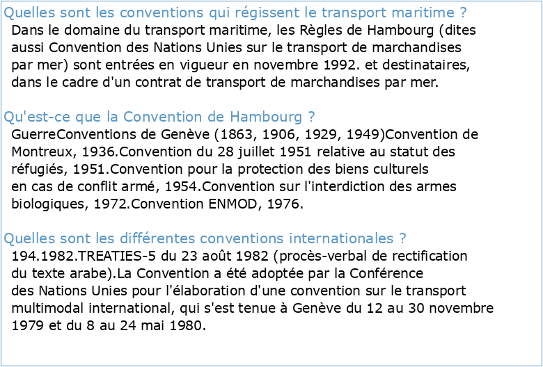 CONVENTION DES NATIONS UNIES SUR LE TRANSPORT DE