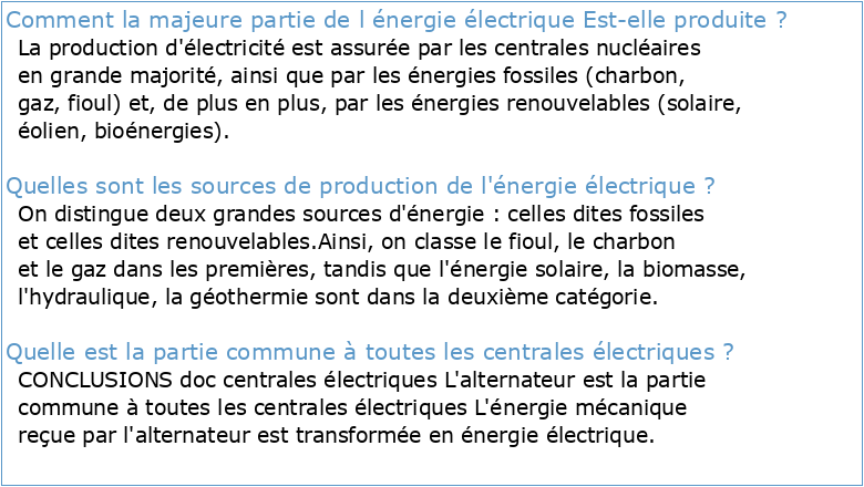 Chapitre 1 : Production de l'énergie électrique I