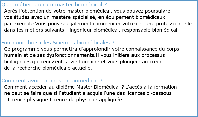 Master en sciences biomédicales