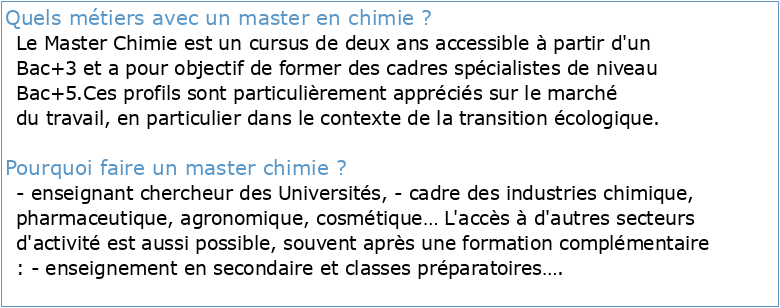 SYLLABUS MASTER Mention Chimie Master Chimie parcours