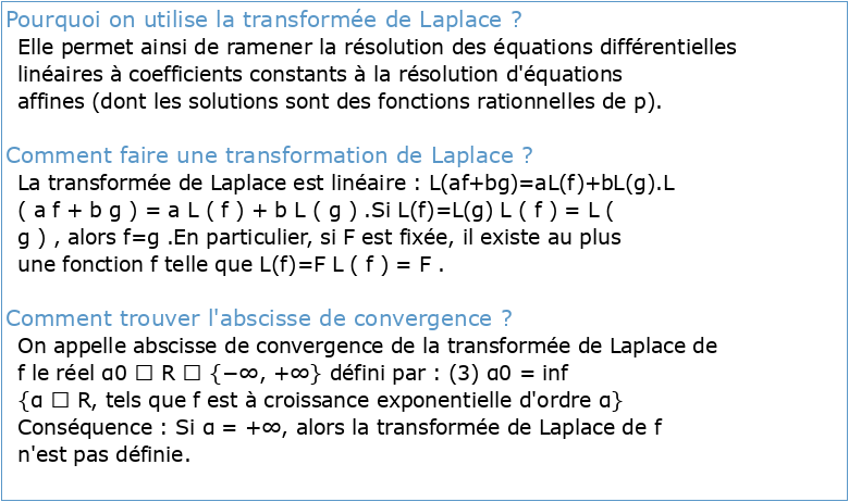 Quelques applications de la transformation de Laplace en Physique