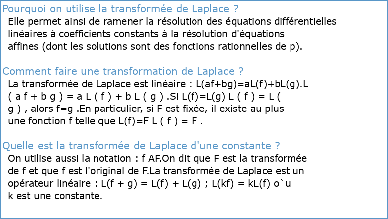 6 Quelques applications de la transformation de Laplace en Physique