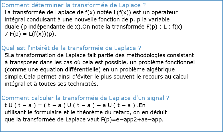 Transformation de Laplace :