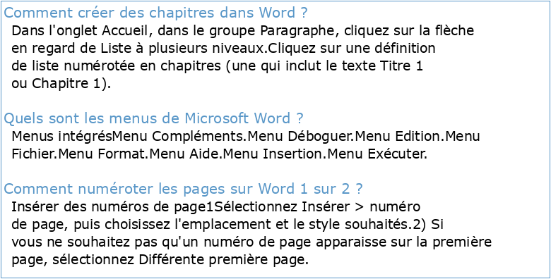 Chapitre N° 02 : Microsoft OFFICE WORD