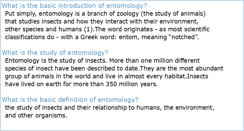 Introduction to the Study of Entomology