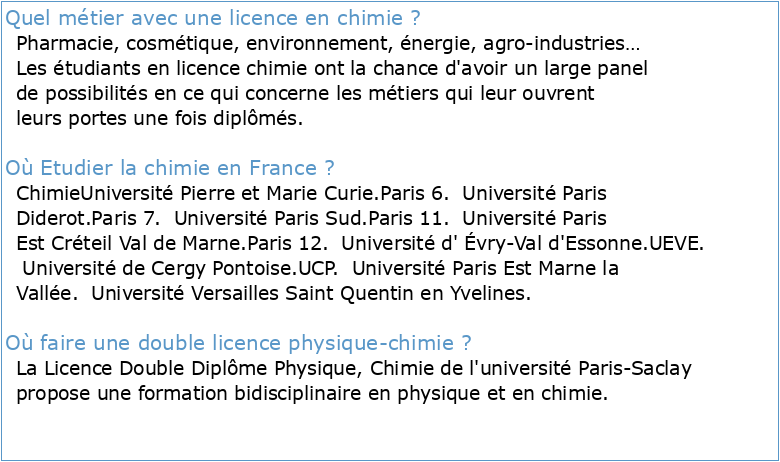 Evaluation de la licence Chimie (Université Paris-Sud)