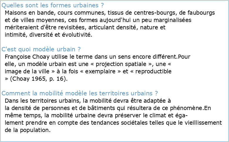 Modéliser la ville Formes urbaines et politiques de transport