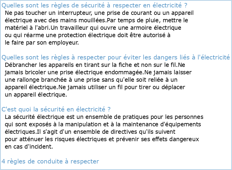 Électricité : 10 règles élémentaires de sécurité