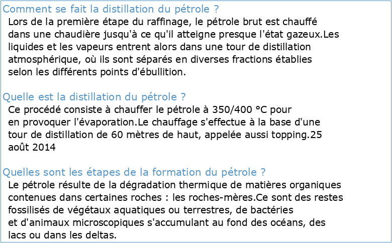 Introduction: I)Les transformations du pétrole A)La distillation