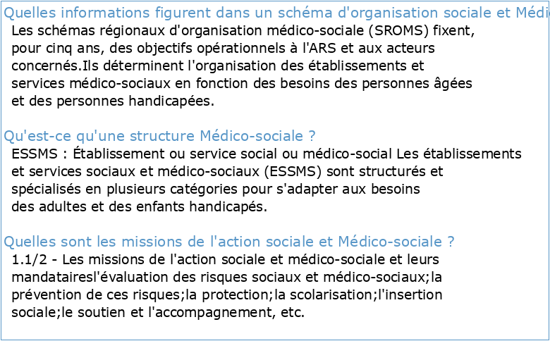 SCHÉMA D'ORGANISATION SOCIALE ET MÉDICO-SOCIALE