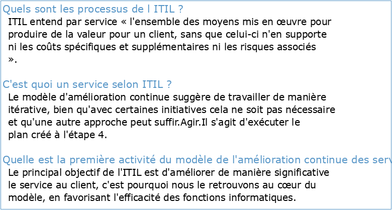 Contenu détaillé du cours ITIL® Continual Service Improvement