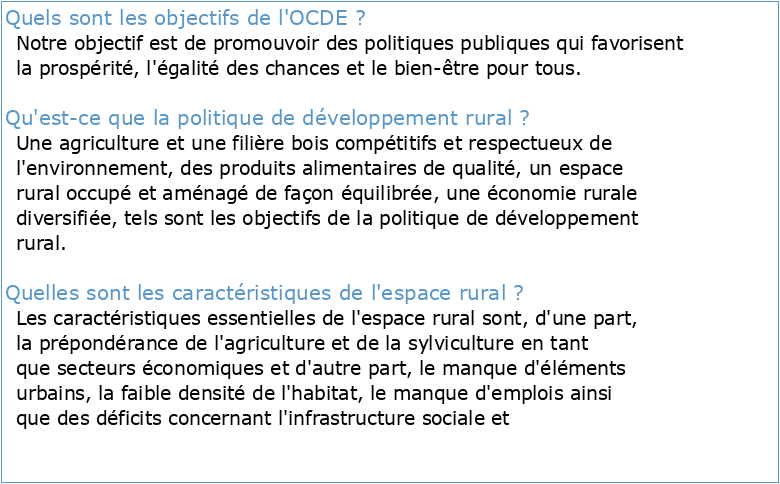 Principes de l'OCDE sur la politique rurale