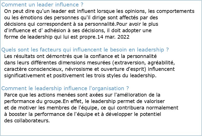 L'influence des leaders