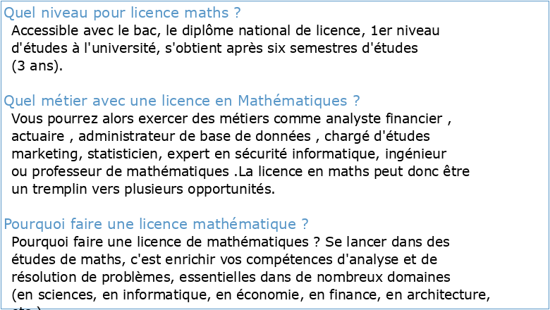 Université Aix Marseille 1 Licence de mathématiques Cours d