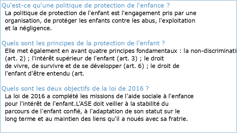 POLITIQUE DE PROTECTION DE L'ENFANT  IMPACT  Version 2