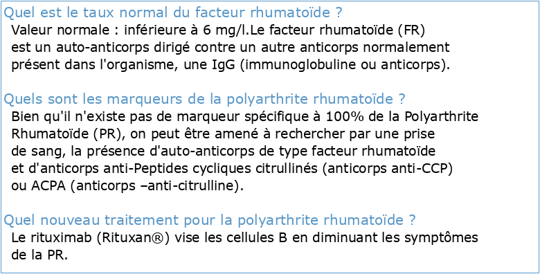 Item 121 : Polyarthrite rhumatoïde